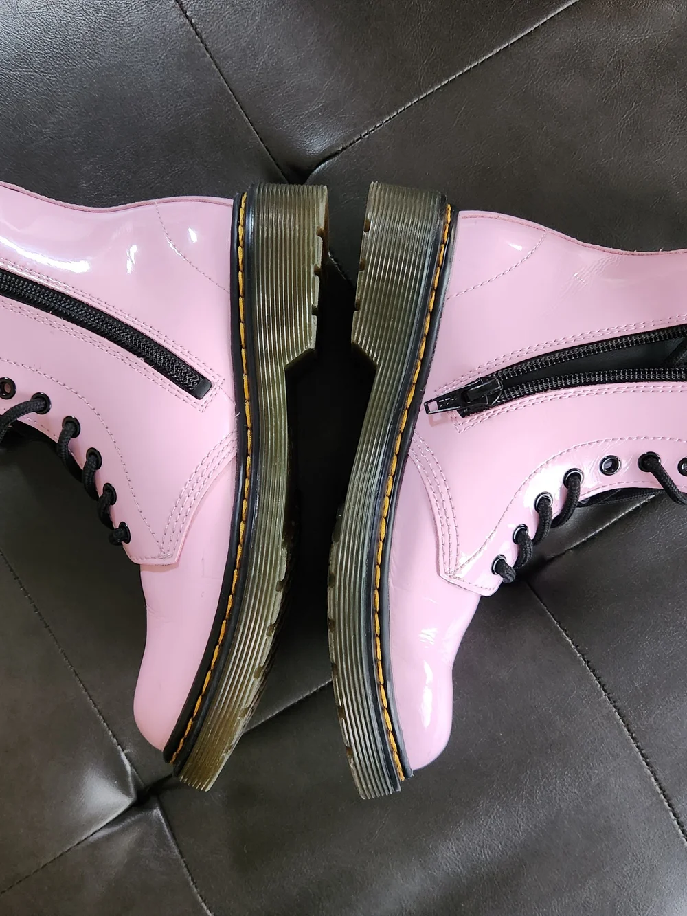 Dr. Martens Pink Patent Lace-Up Kids Boots Size 1 Youth